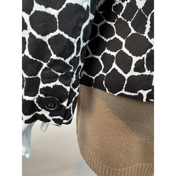 Vintage 90s Elementz Black & White Giraffe Print Double-Breasted Jacket Medium - Picture 9 of 16